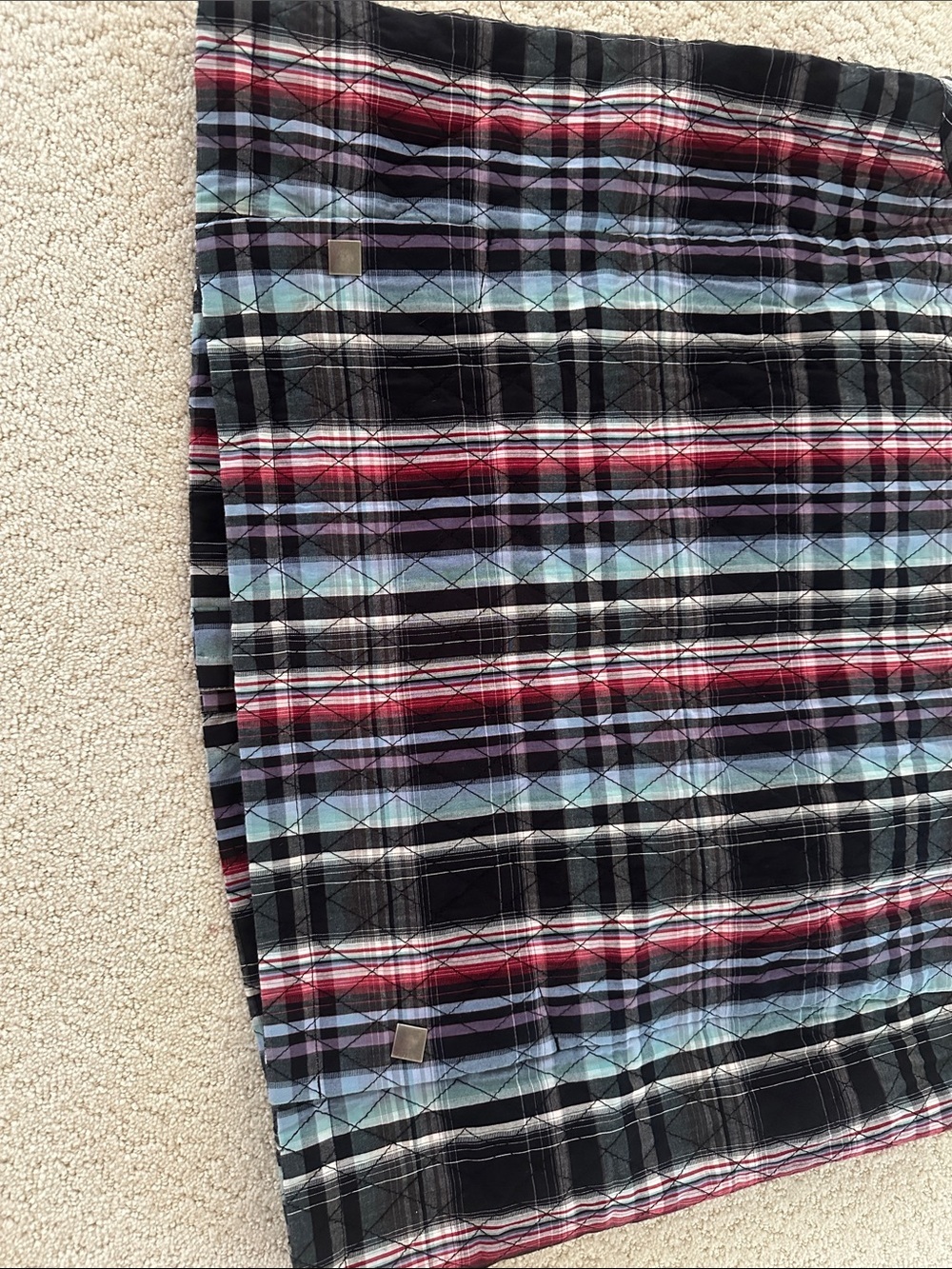 CJ Banks Plaid Sleeveless Button-Front Top - Black, Blue & Red - Picture 5 of 5